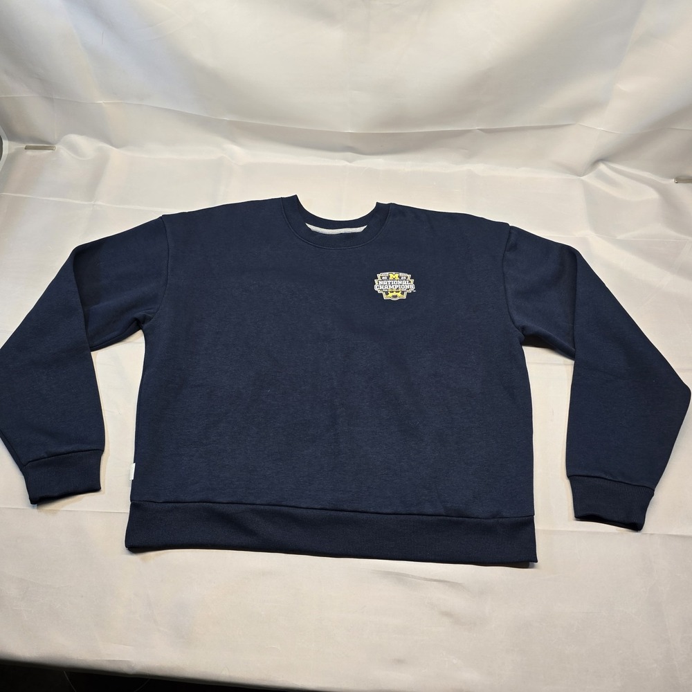 Antigua UofM Women Navy Blue 2023 Football‎ Champion Crewneck Sweatshirt  XL